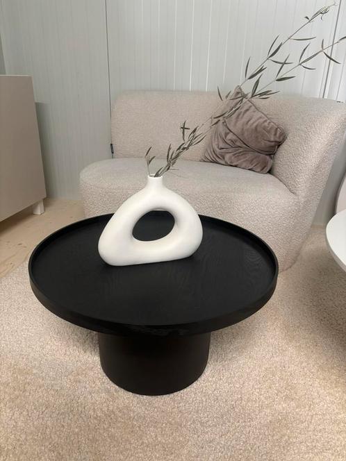 Zwarte salontafel rond met opstaande rand, Huis en Inrichting, Tafels | Salontafels, Nieuw, Minder dan 50 cm, 50 tot 100 cm, 50 tot 100 cm