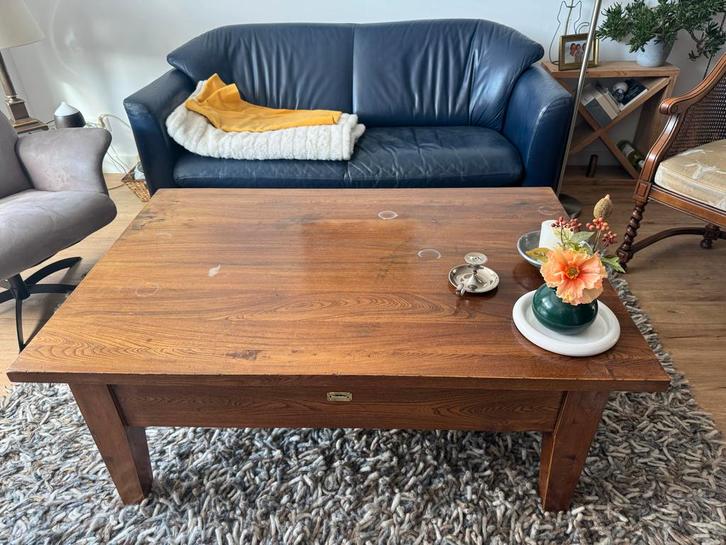 Houten Salontafel, Huis en Inrichting, Tafels | Salontafels, Gebruikt, Minder dan 50 cm, 50 tot 100 cm, Vierkant, Eikenhout, Ophalen