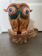 Decoratie: Uilen beeldje op boomstam sokkel., Ophalen, Nieuw, Dier
