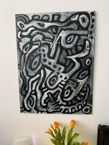 Abstract Schilderij in Zwart-Wit beschikbaar voor biedingen
