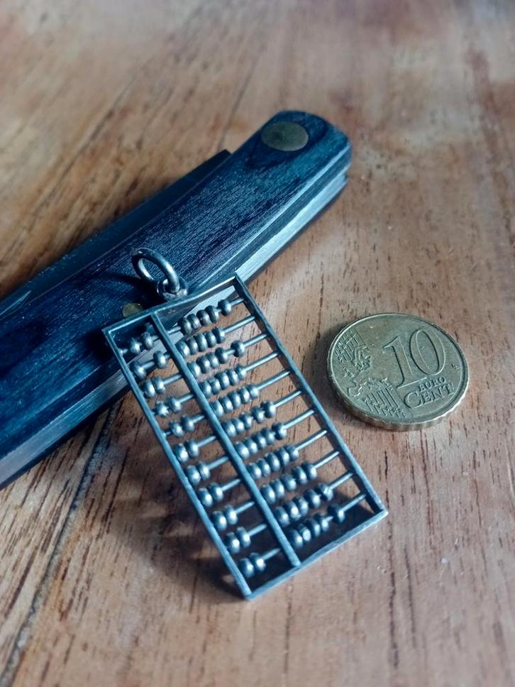 abacus hanger 925, telraam chinese zilver, Sieraden, Tassen en Uiterlijk, Kettinghangers, Gebruikt, Zilver, Zilver, Overige voorstellingen
