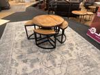 Salontafel met 4 bijzettafels mango/metaal Direct/Leverbaar, Ophalen, 50 tot 100 cm, Rond, Nieuw
