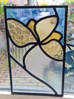Klein glas in lood raampje Lotus bloem, Glas in lood, Gebruikt, Ophalen of Verzenden