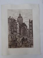 ets Nicolaaskerk vanuit Oudezijds Kolk Amsterdam A. Boon, Antiek en Kunst, Kunst | Etsen en Gravures, Verzenden