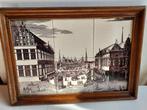 Tegel tableau 6 tegels in lijst stadgezicht, Antiek en Kunst, Ophalen of Verzenden
