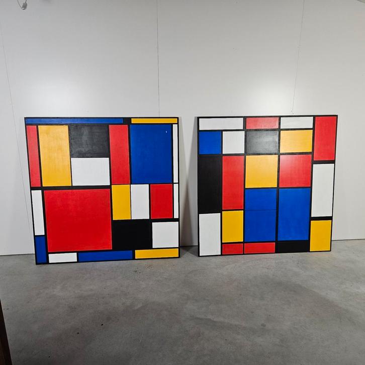2x XL oversized Mondriaan replicas, Antiek en Kunst, Kunst | Schilderijen | Abstract, Ophalen