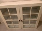Wandkast wit met glazen deuren, Gebruikt, 100 tot 150 cm, Ophalen of Verzenden, Glas