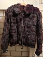 Bontjas met leder maat M/L, Ophalen of Verzenden, Gedragen, Maat 48/50 (M), Bruin