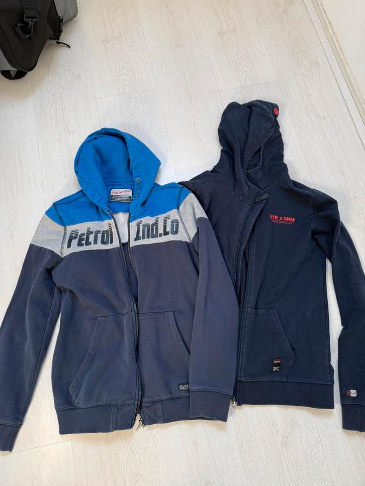 2 sweatvesten hoodie met rits maat 170 176 petrol en retour, Kinderen en Baby's, Kinderkleding | Maat 170, Zo goed als nieuw, Jongen