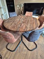 Prachtige Ronde Iepen Houten Tafel, Huis en Inrichting, Tafels | Eettafels, Gebruikt, Verzenden, Rustiek, Rond