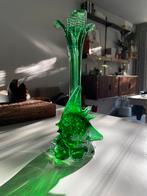 Vintage mondgeblazen Vaasje met vis, Huis en Inrichting, Woonaccessoires | Vazen, Ophalen of Verzenden, Minder dan 50 cm, Groen