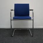 Ahrend Well Vergaderstoelen | Donkerblauw / Wit | Sledestoel, Huis en Inrichting, Stoelen, Gebruikt, -, Blauw, Metaal