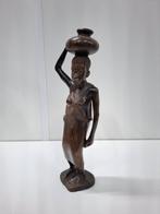 Houten Afrikaans Beeldje Vrouw met Kruik, Ophalen of Verzenden