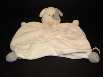 HEMA HOND KNUFFELDOEK BADSTOF WIT MET GRIJZE KNOPEN beschikbaar voor biedingen