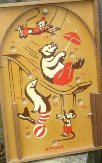 Houten knikkerbaan tafel flipperkast circus retour beschikbaar voor biedingen