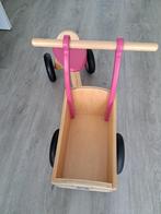 Houten loop bakfiets, Kinderen en Baby's, Speelgoed | Buiten | Voertuigen en Loopfietsen, Ophalen, Zo goed als nieuw, Loopfiets