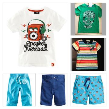 H&M zomerkleding jongen 3 t-shirts 3 shorts maat 110-116 beschikbaar voor biedingen