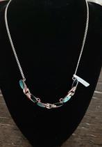 Zilverkleurige ketting met blauw nieuw, Overige materialen, Verstelbaar, Blauw, Nieuw