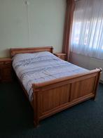 Blank eiken bed plus nachtkastjes, Ophalen, Gebruikt, Tweepersoons
