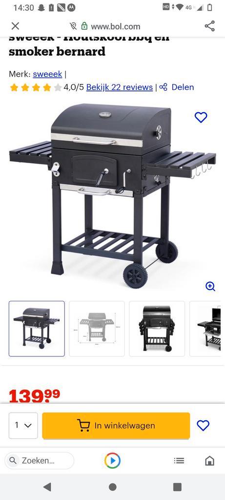Sweeek Smoker Bernard Houtskool BBQ, Tuin en Terras, Barbecue-accessoires, Gebruikt, Ophalen of Verzenden