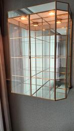 Vitrinekast glas/messing met spiegel en verlichting, Huis en Inrichting, 50 tot 100 cm, Glas, Minder dan 25 cm, Minder dan 100 cm