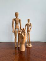 3 houten tekenmodellen: 2 poppen en 1 hand, Ophalen of Verzenden, Overige typen