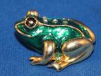 Kikker broche, smaragd groen, goudkleur metaal, 2 cm. Z1, Tweedehands verkoop, Gebruikt, Ophalen of Verzenden, Geen@idee.nl