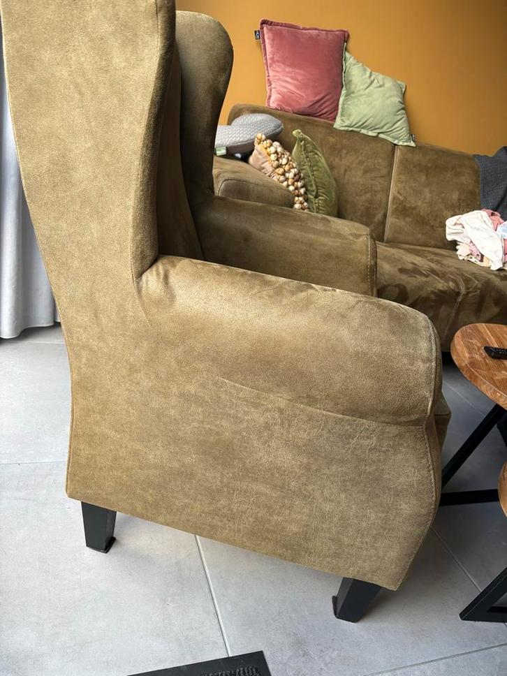 2x Oorfauteuil met Hocker - Moss Groen - Pronto Wonen, Huis en Inrichting, Fauteuils