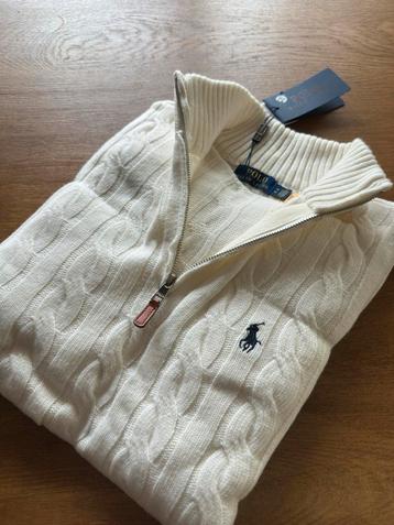 Ralph Lauren 1/4 Zip Trui Wit M beschikbaar voor biedingen