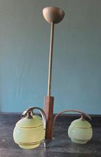 Art Deco Plafondlamp met 3 Bollen, Gebruikt, 50 tot 75 cm, Glas, Ophalen of Verzenden