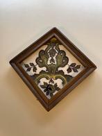 Vintage Tegel in houten lijst, Ophalen of Verzenden