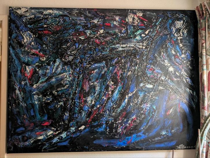 Olie schilderij van Deventer schilder Tomwé of Tom Messec, Antiek en Kunst, Kunst | Schilderijen | Abstract, Ophalen