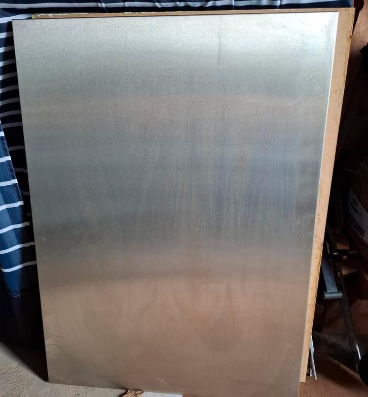 Metalen Achterwand / Plaat rvs, Doe-het-zelf en Verbouw, Metalen, Gebruikt, Aluminium, Ophalen