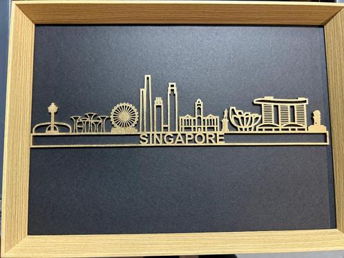 Skyline Singapore in frame, Antiek en Kunst, Kunst | Beelden en Houtsnijwerken, Verzenden