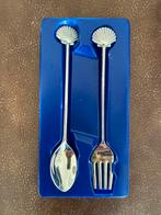 Shell verzilverde theelepel en taartvorkje, Ophalen of Verzenden, Gebruiksvoorwerp