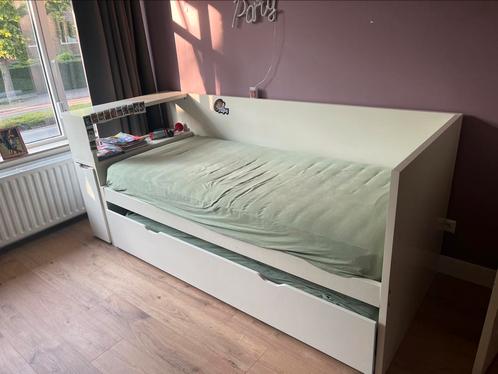 IKEA Flaxa uitschuifbed, Huis en Inrichting, Slaapkamer | Bedden, Gebruikt, Eenpersoons, 90 cm, 200 cm, Hout, Wit, Ophalen