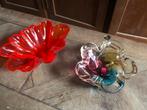 Twee decoratieve glazen schalen Murano, Antiek en Kunst, Ophalen of Verzenden