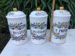 3 prachtige antieke apothekers potten met deksel., Ophalen of Verzenden, Zo goed als nieuw