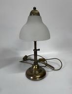 Tafellamp brons vintage wit glazen kap, Ophalen of Verzenden, Zo goed als nieuw, Minder dan 50 cm