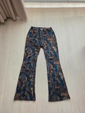 Cotton Club flared broek stretch petrol blauw bruin goud M  beschikbaar voor biedingen