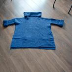 Blauwe Gehaakte Poncho met col en mouwen, Blauw, Ophalen of Verzenden, Zo goed als nieuw, Maat 42/44 (L)