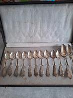 10 zilveren lepeltjes + 2 suikerschepjes biedermeier, Verzenden, Zilver