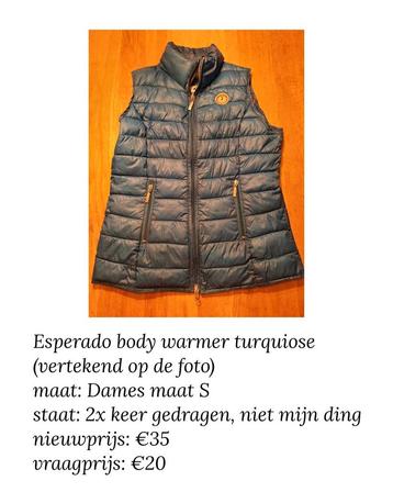 Esperado Tracy bodywarmer dames maat s turquiose beschikbaar voor biedingen