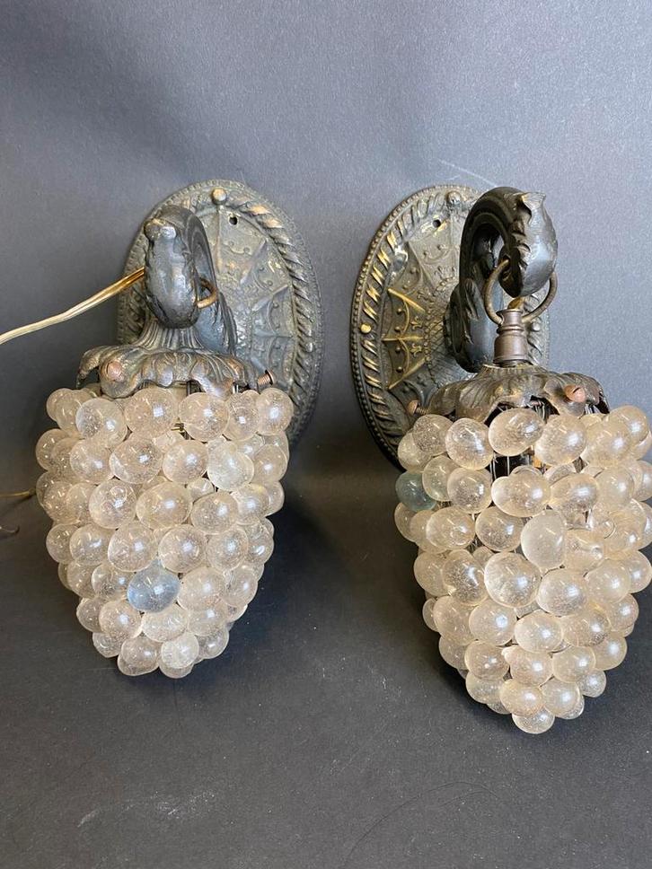 Antieke wandlampen druiventrossen Italy, Antiek en Kunst, Antiek | Woonaccessoires, Ophalen of Verzenden