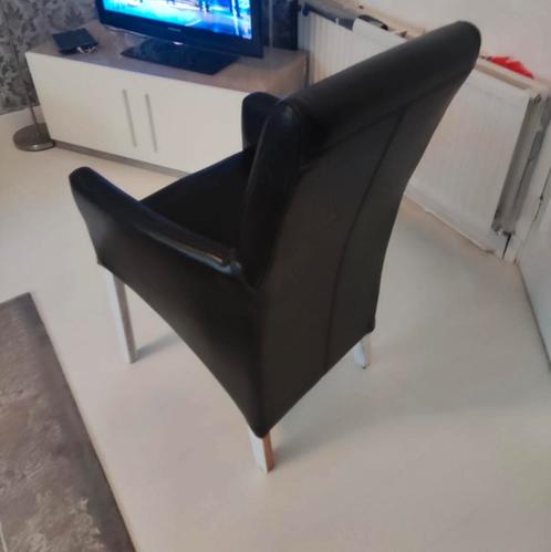 ZGAN vier leren eetkamer stoelen ZWART, Huis en Inrichting, Stoelen, Zo goed als nieuw, Vier, Zwart, Ophalen