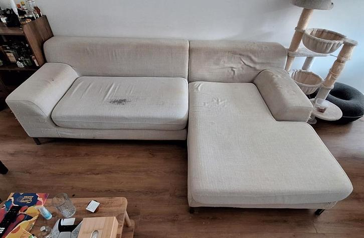 Gratis L shape beige sofa, Huis en Inrichting, Banken | Sofa's en Chaises Longues, Gebruikt, Ophalen
