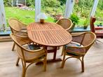4 ZGAN Rotan Stoelen met Kussens - Eetkamer/Serre, Huis en Inrichting, Ophalen, Zo goed als nieuw, Bruin, Riet of Rotan
