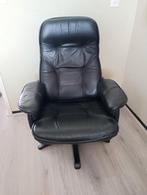 Lederen relaxed fauteuil zwarte lederen stoel, Huis en Inrichting, Fauteuils, Ophalen, Zo goed als nieuw, Leer, 50 tot 75 cm