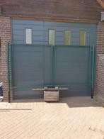 Dubbele groen gepoedercoatte poort 300x150 cm, Ophalen, Gebruikt, IJzer