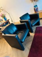 2x Leolux Fabio fauteuil zwart leer, Ophalen, Gebruikt, 50 tot 75 cm, Leer